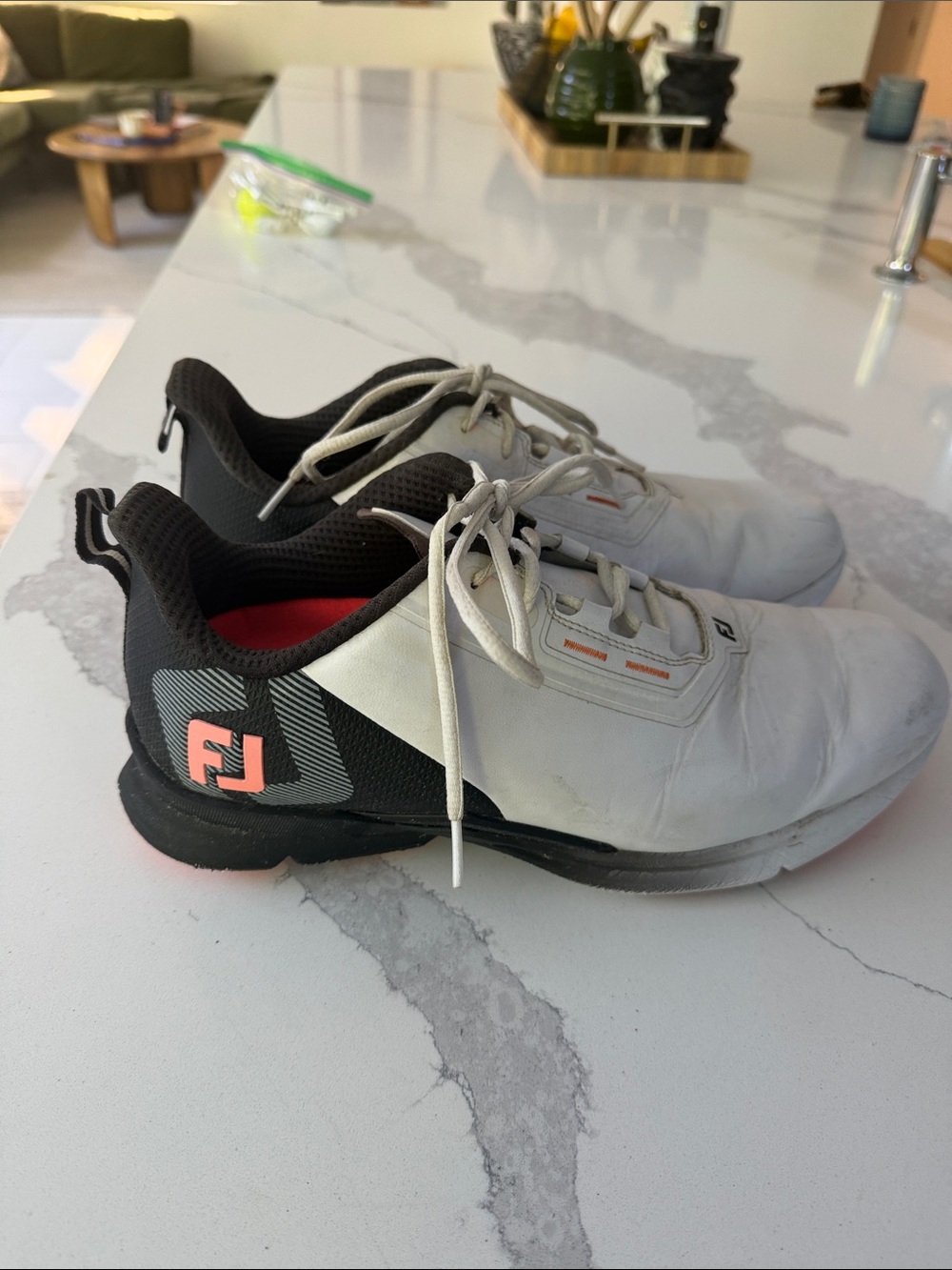 FootJoy White and Black Men's Athletic Golf Shoes